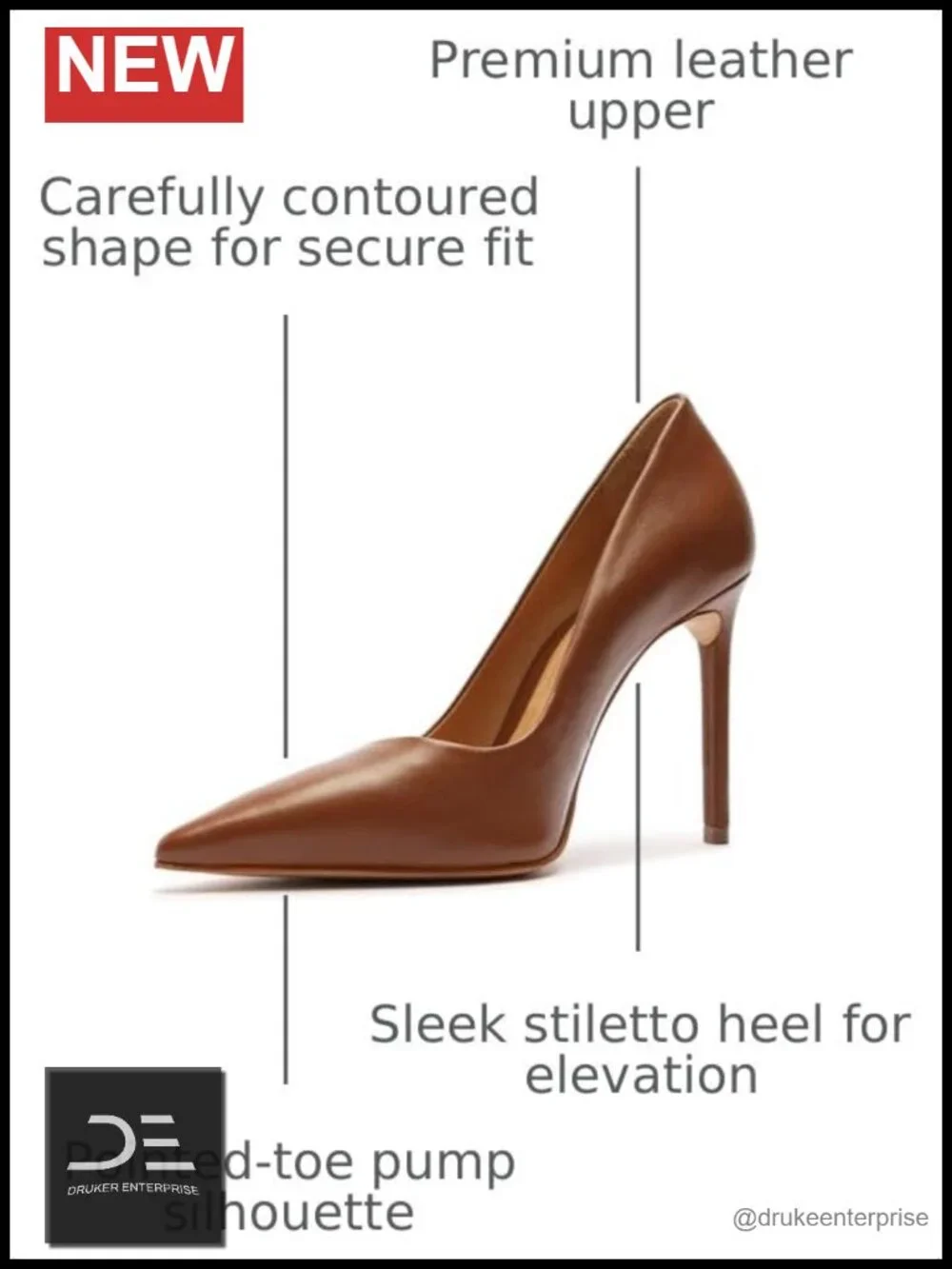 Leather Pointed Toe Stiletto Pumps Classic High Heel Shoes